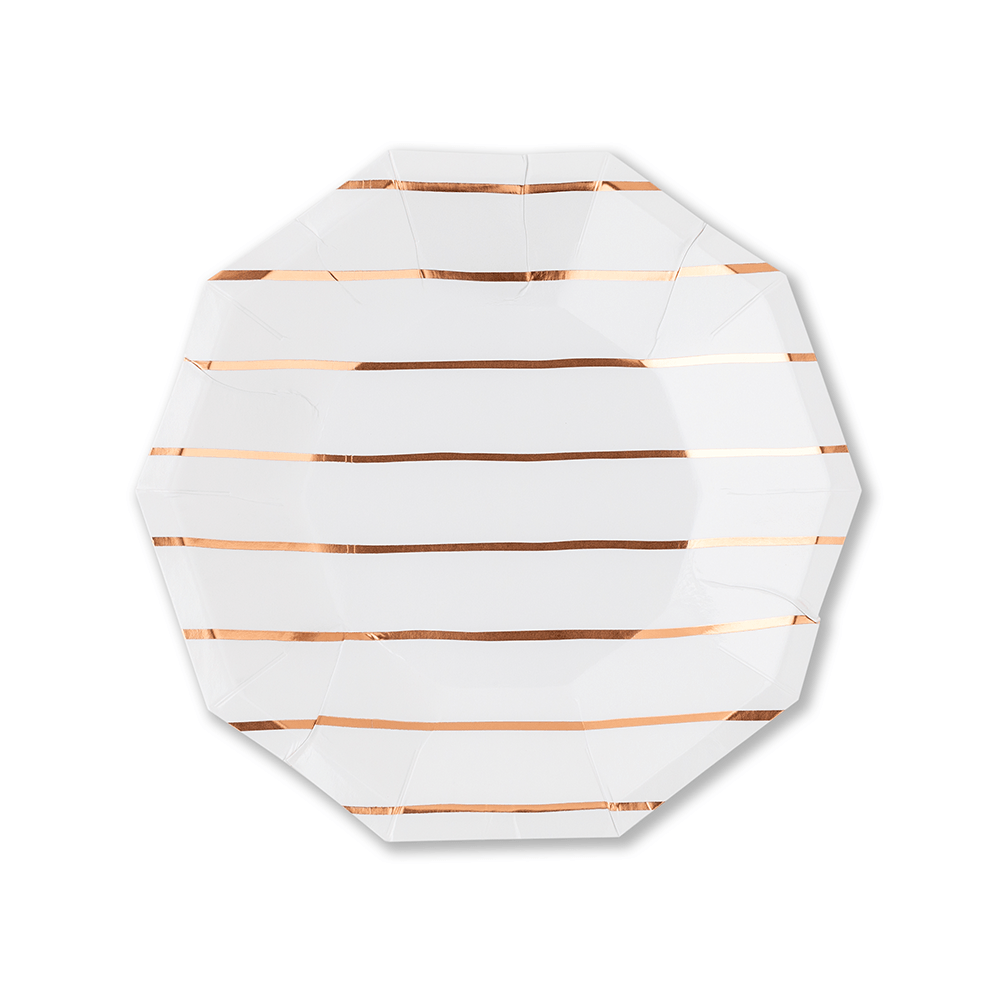 Rose Gold Frenchie Striped Small Plates, Shopsweetluluss