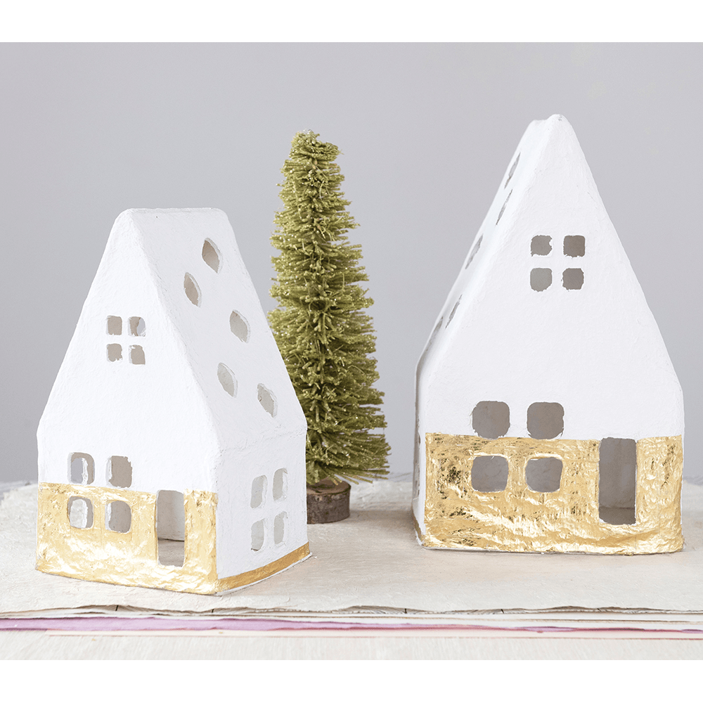 Gold Foil Paper Mache House - 2 Size Options, Shopsweetluluss