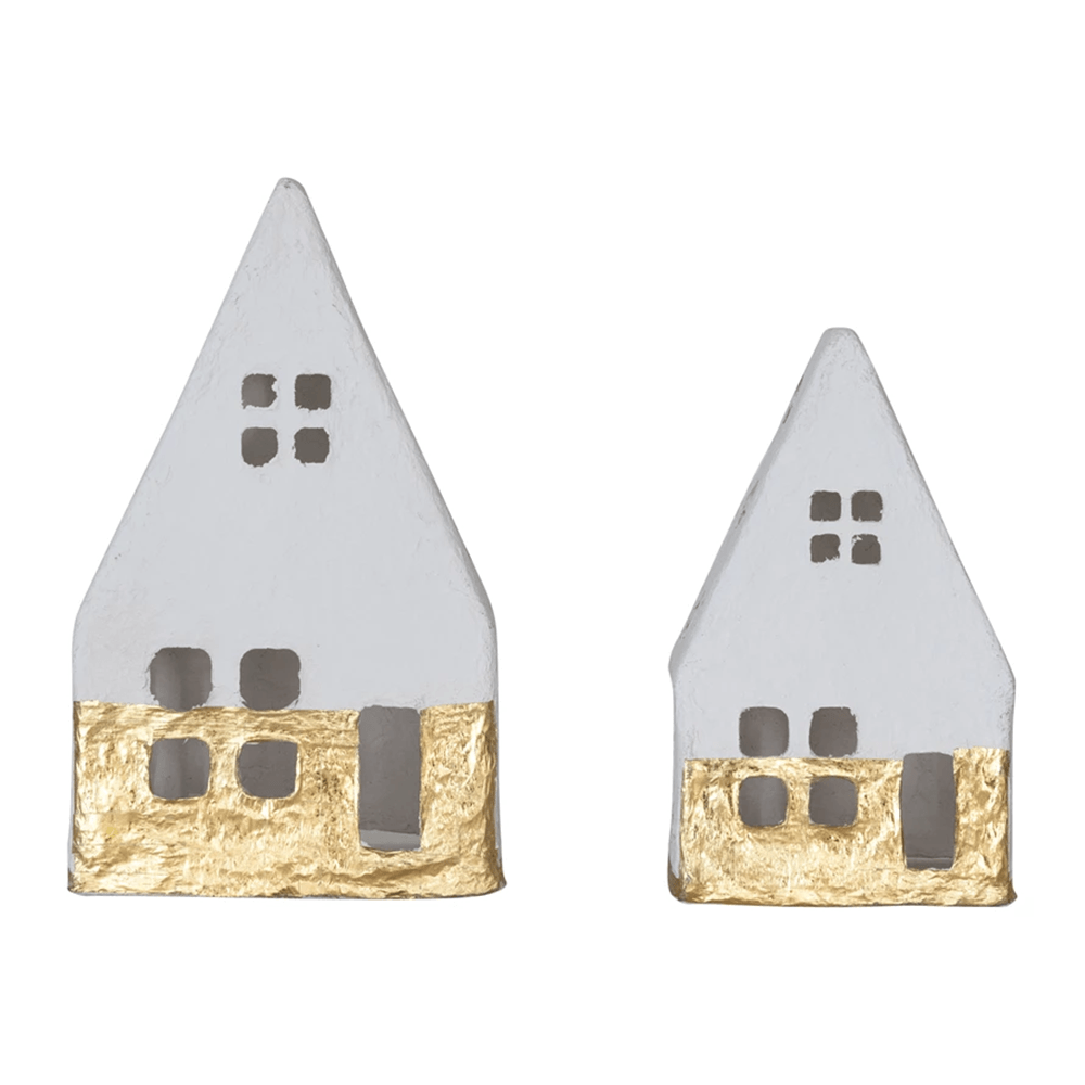Gold Foil Paper Mache House - 2 Size Options, Shopsweetluluss