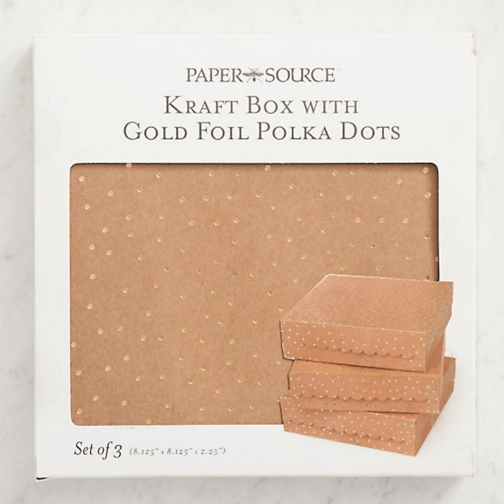 Gold Foil Polka Dot Kraft Box Set, Shopsweetluluss