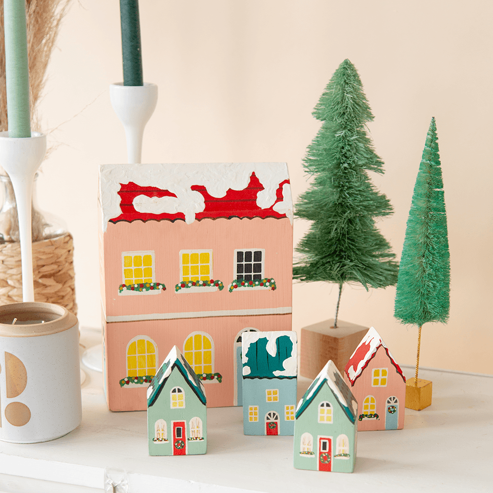Hand-Painted Mango Wood House, 7" - 2 Color Options, Shopsweetluluss