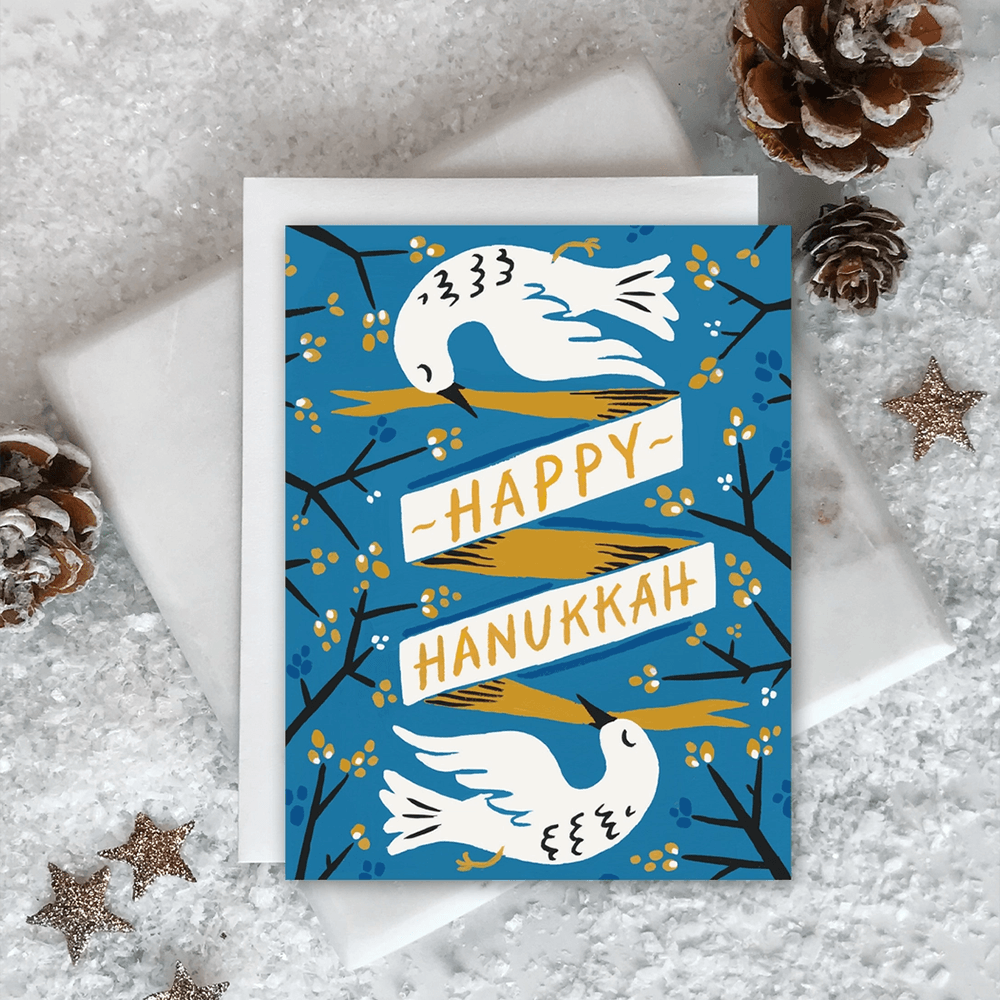 Hanukkah Doves Card, Shopsweetluluss