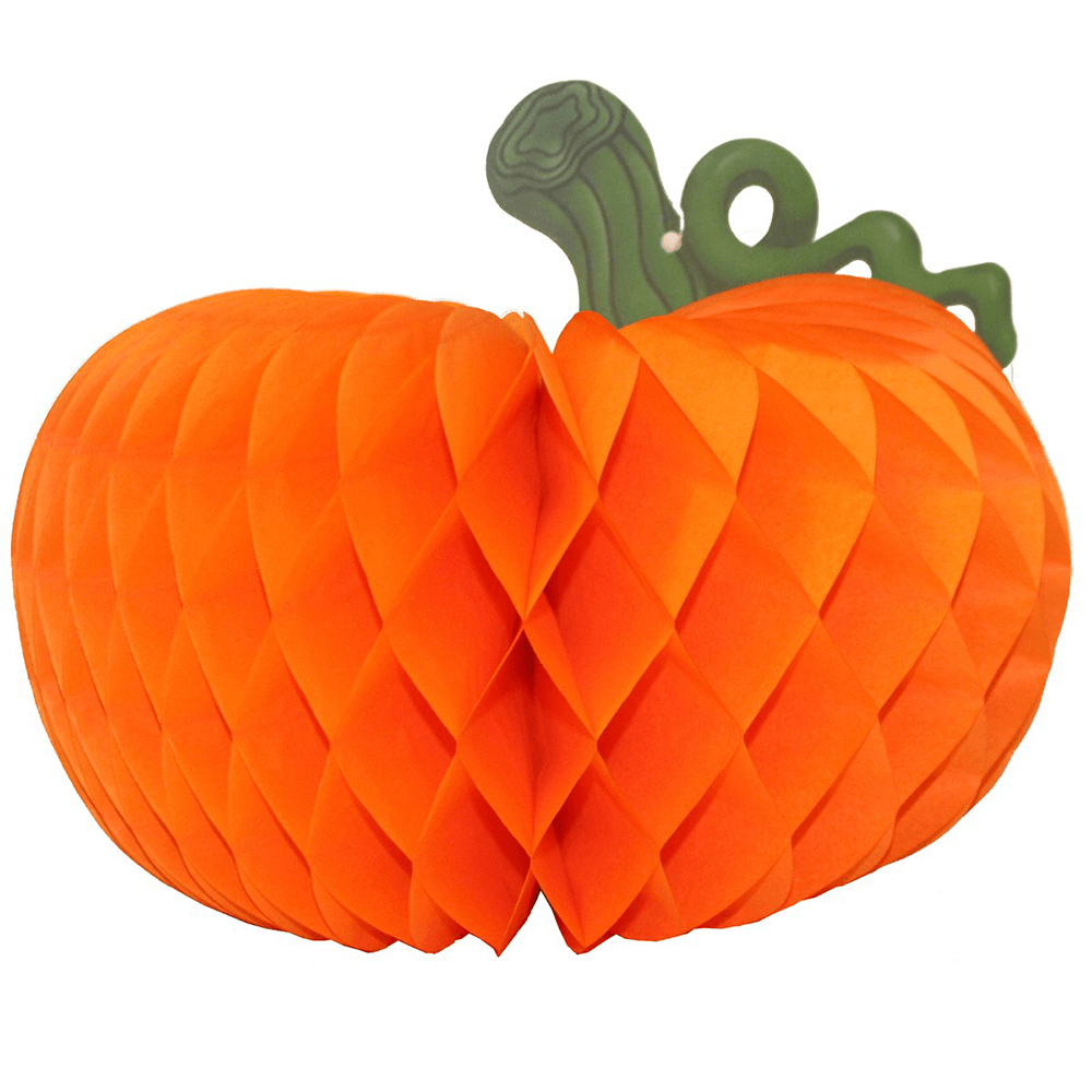 Honeycomb Tissue Paper Pumpkin, 14" - Orange, Shopsweetluluss