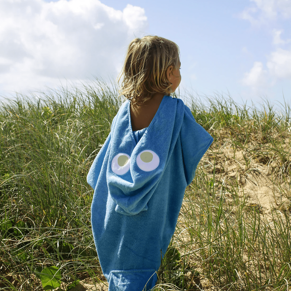 Hooded Terry Beach Towel, Shark Tribe - Deep Blue, Shopsweetluluss