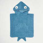 Hooded Terry Beach Towel, Shark Tribe - Deep Blue, Shopsweetluluss