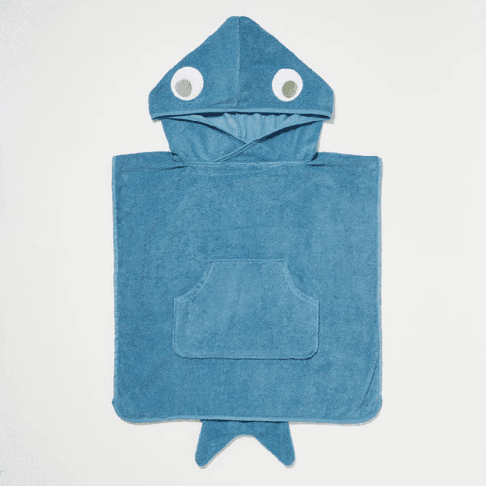 Hooded Terry Beach Towel, Shark Tribe - Deep Blue, Shopsweetluluss