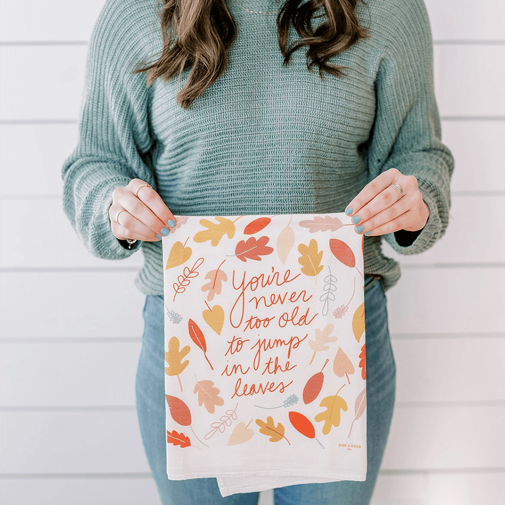 Jump in the Leaves Flour Sack Towel, Shopsweetluluss