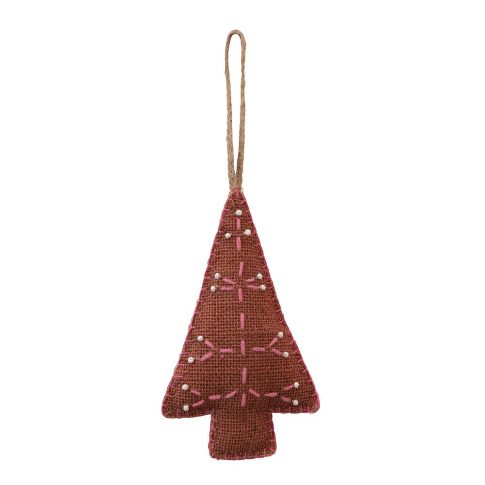 Jute Tree Ornament - Burgundy