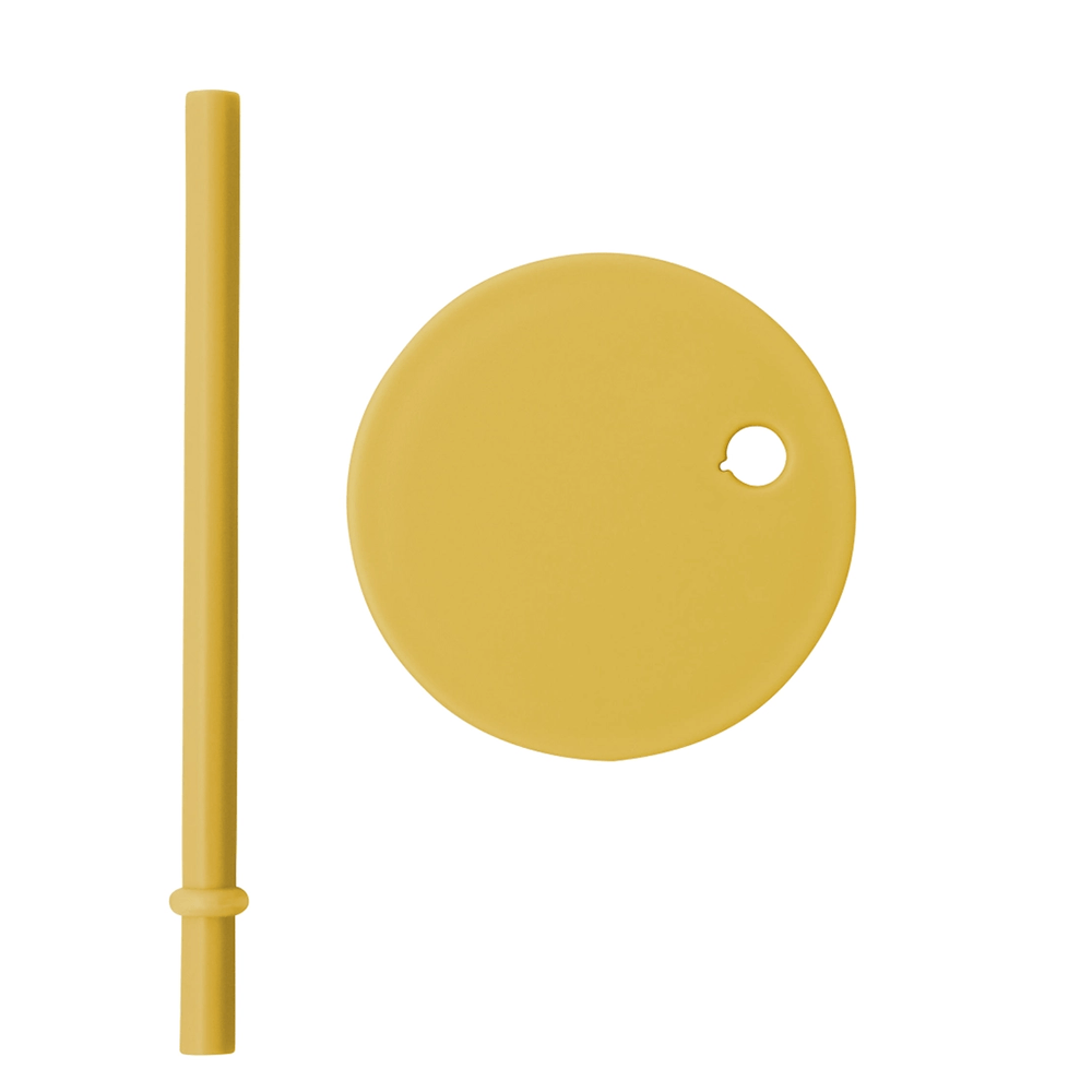 Kids Personal Drinking Glass Straw Lid - Mustard, Shopsweetluluss