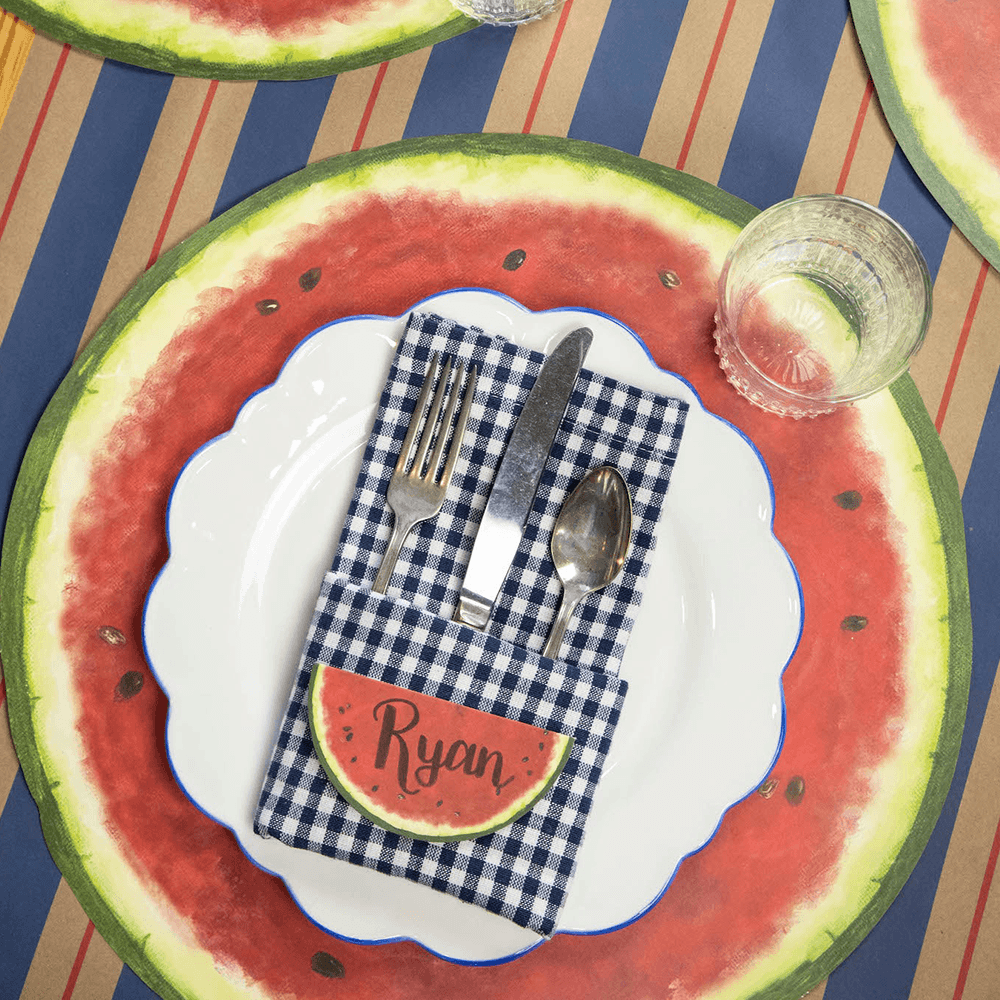 Kraft Navy & Red Awning Stripe Table Runner, Shopsweetluluss