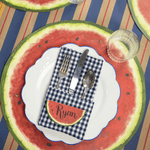 Kraft Navy & Red Awning Stripe Table Runner, Shopsweetluluss