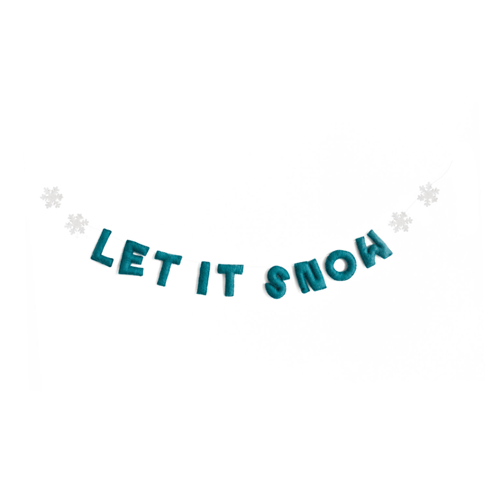 Let It Snow Wool Felt Garland, Shopsweetluluss