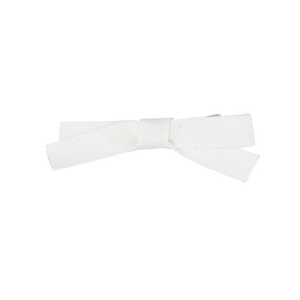 Linen Mini Bow - White, Shopsweetluluss