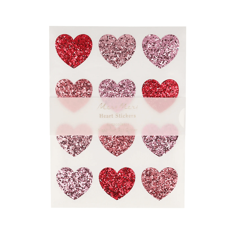 Meri Meri Glitter Heart Stickers, Shopsweetluluss