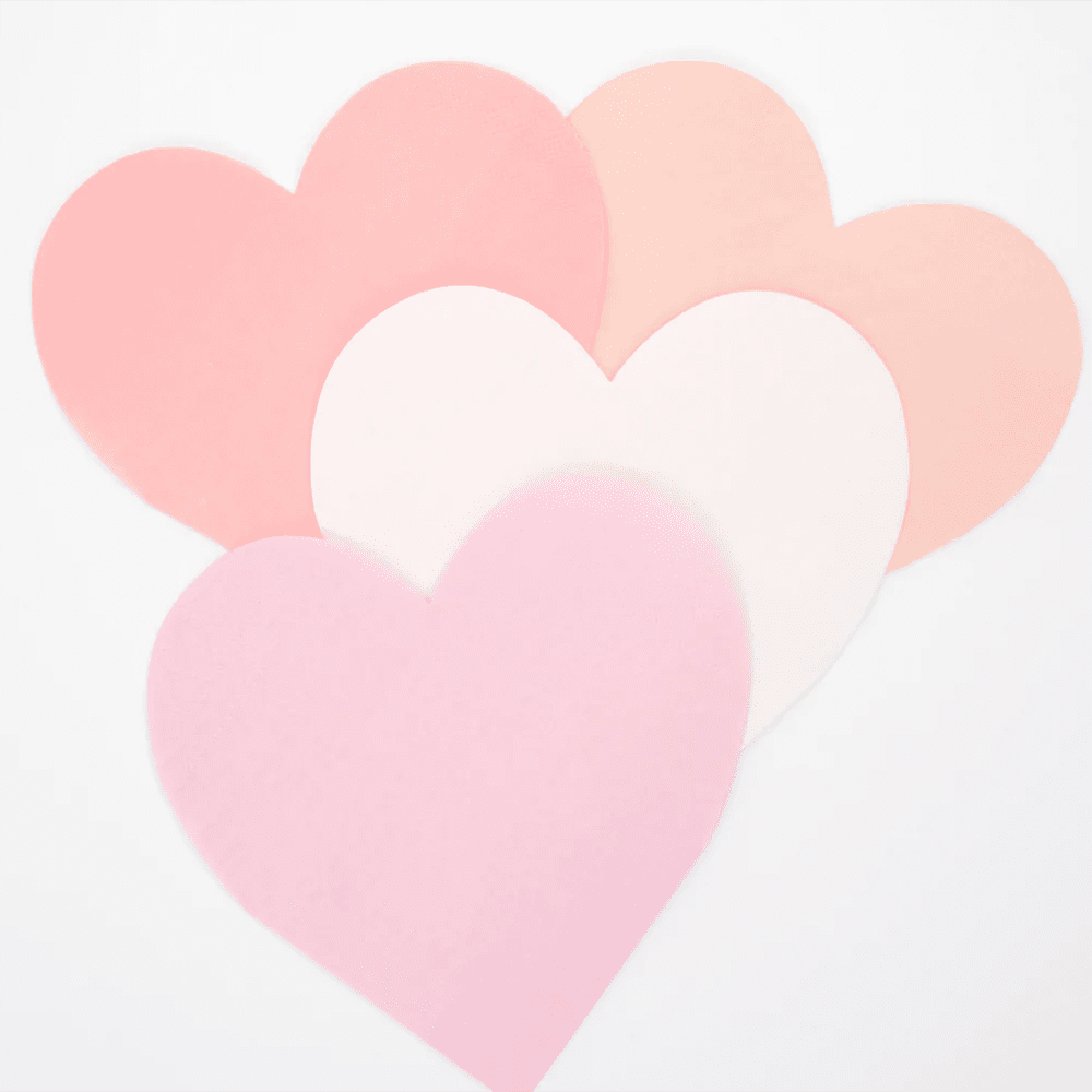 Meri Meri Large Heart Napkins - Pink Hues, Shopsweetluluss