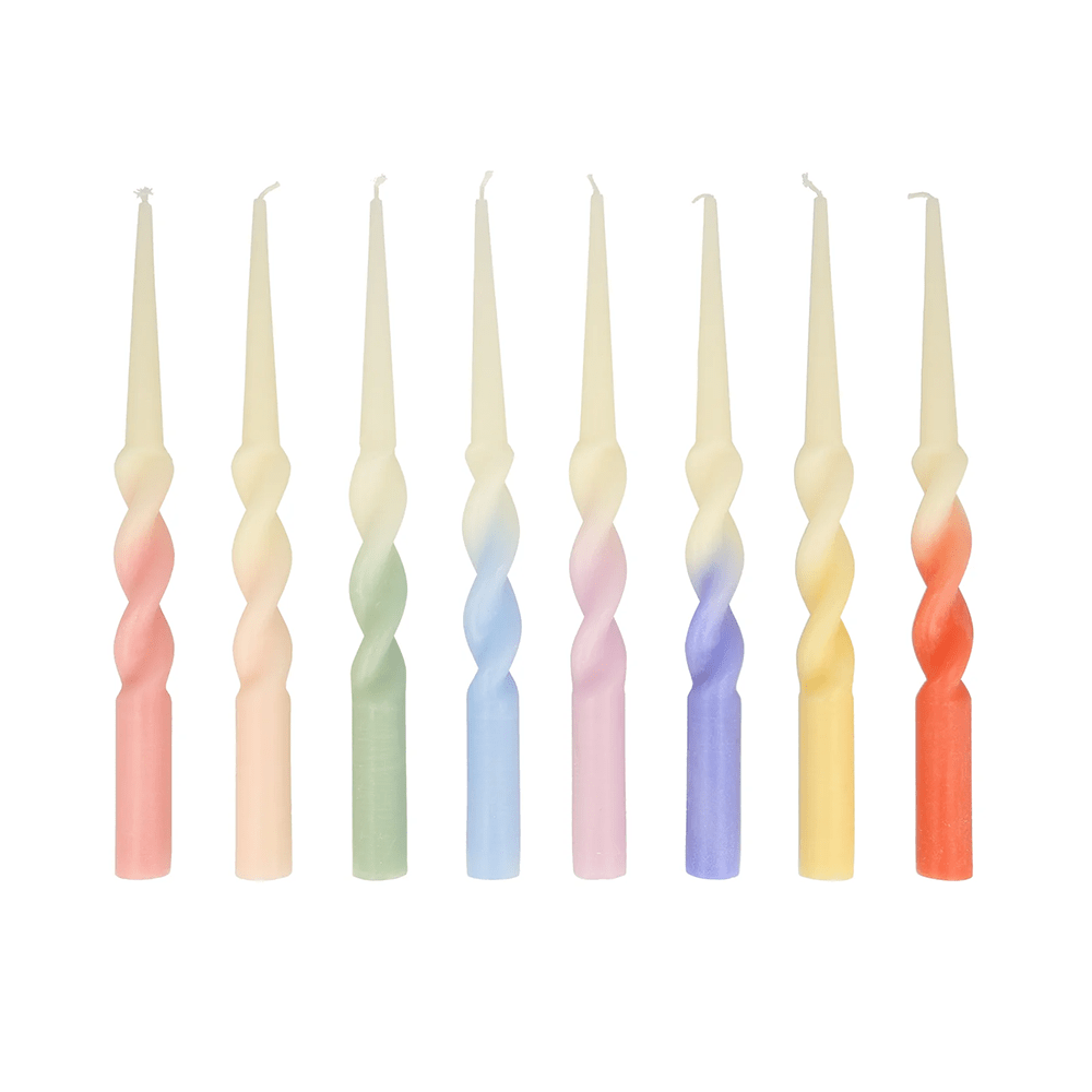 Meri Meri Rainbow Twisted Table Candles, Shopsweetluluss