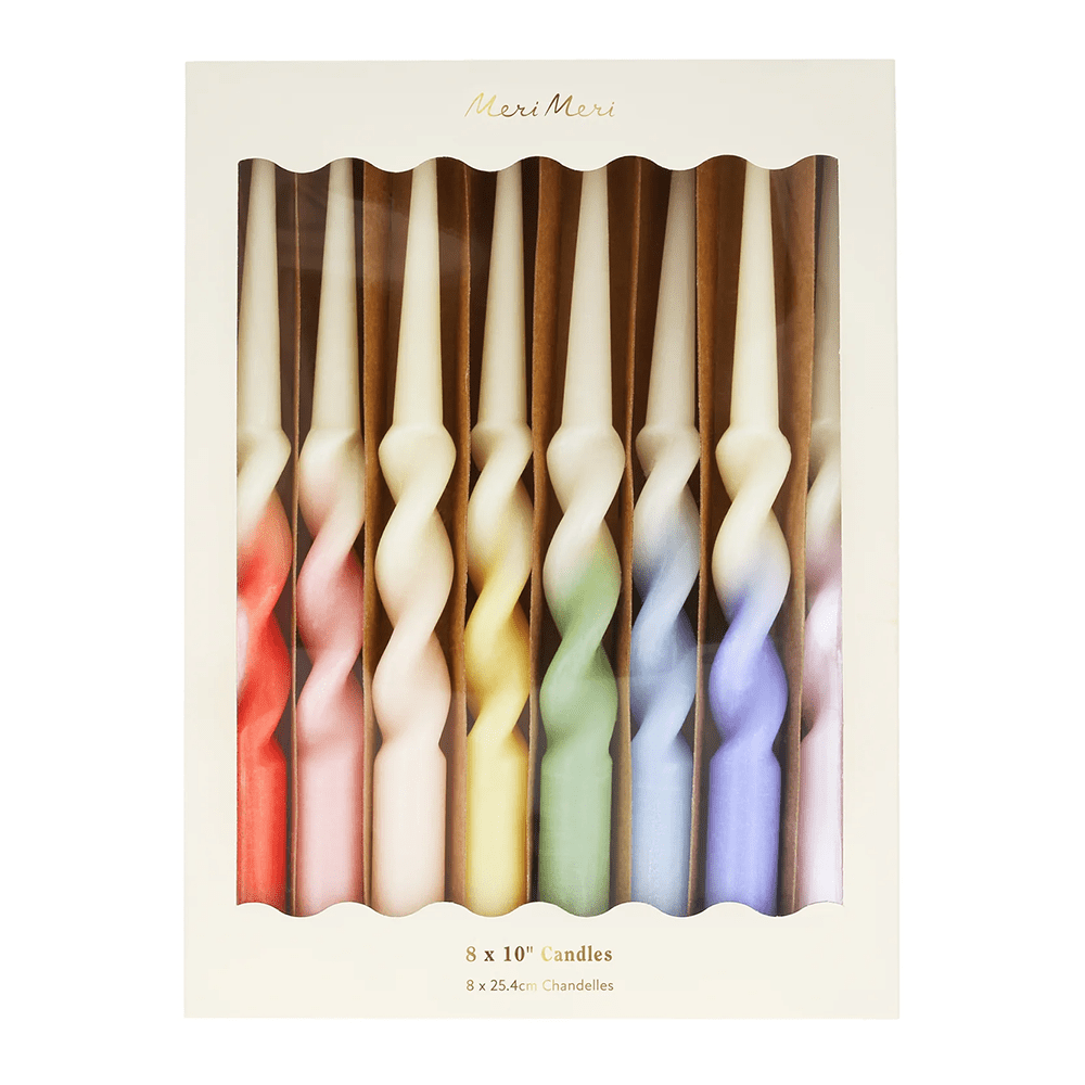 Meri Meri Rainbow Twisted Table Candles, Shopsweetluluss