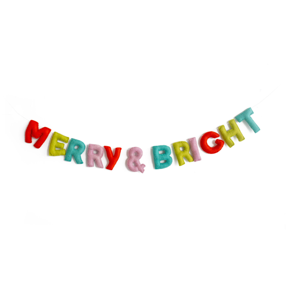 Merry & Bright Wool Felt Garland, Shopsweetluluss