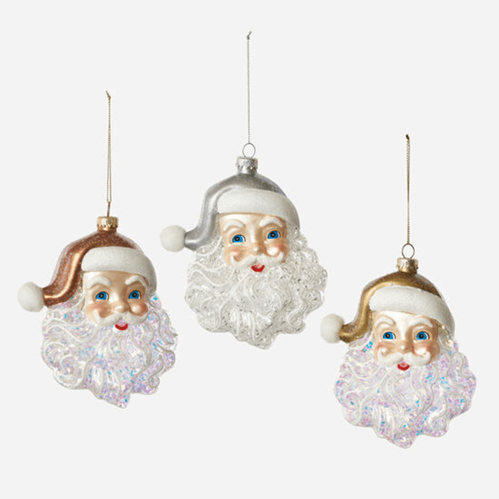 Metallic Santa Head Ornament - 3 Color Options, Shopsweetluluss