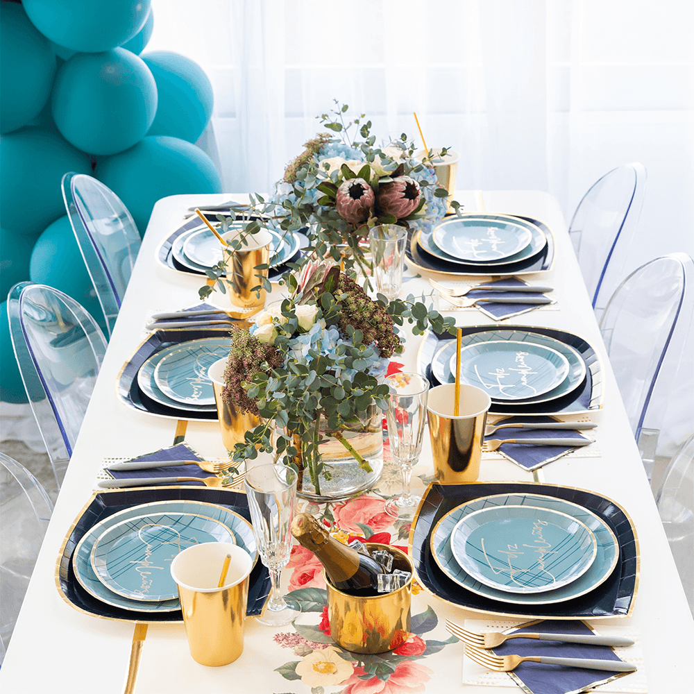 Milestone Blue Feliz Cumpleaño Dinner Plates, Shopsweetluluss