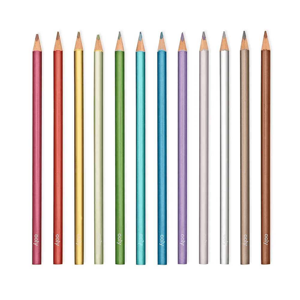 Modern Metallics Colored Pencils - Set of 12, Shopsweetluluss