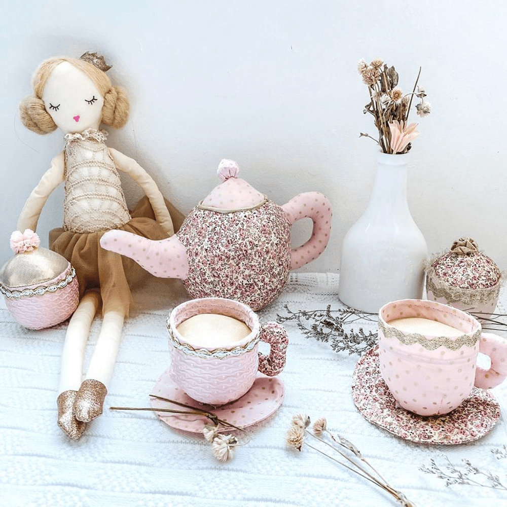 Mon Ami Floral Stuffed Toy Tea Set , Shopsweetluluss
