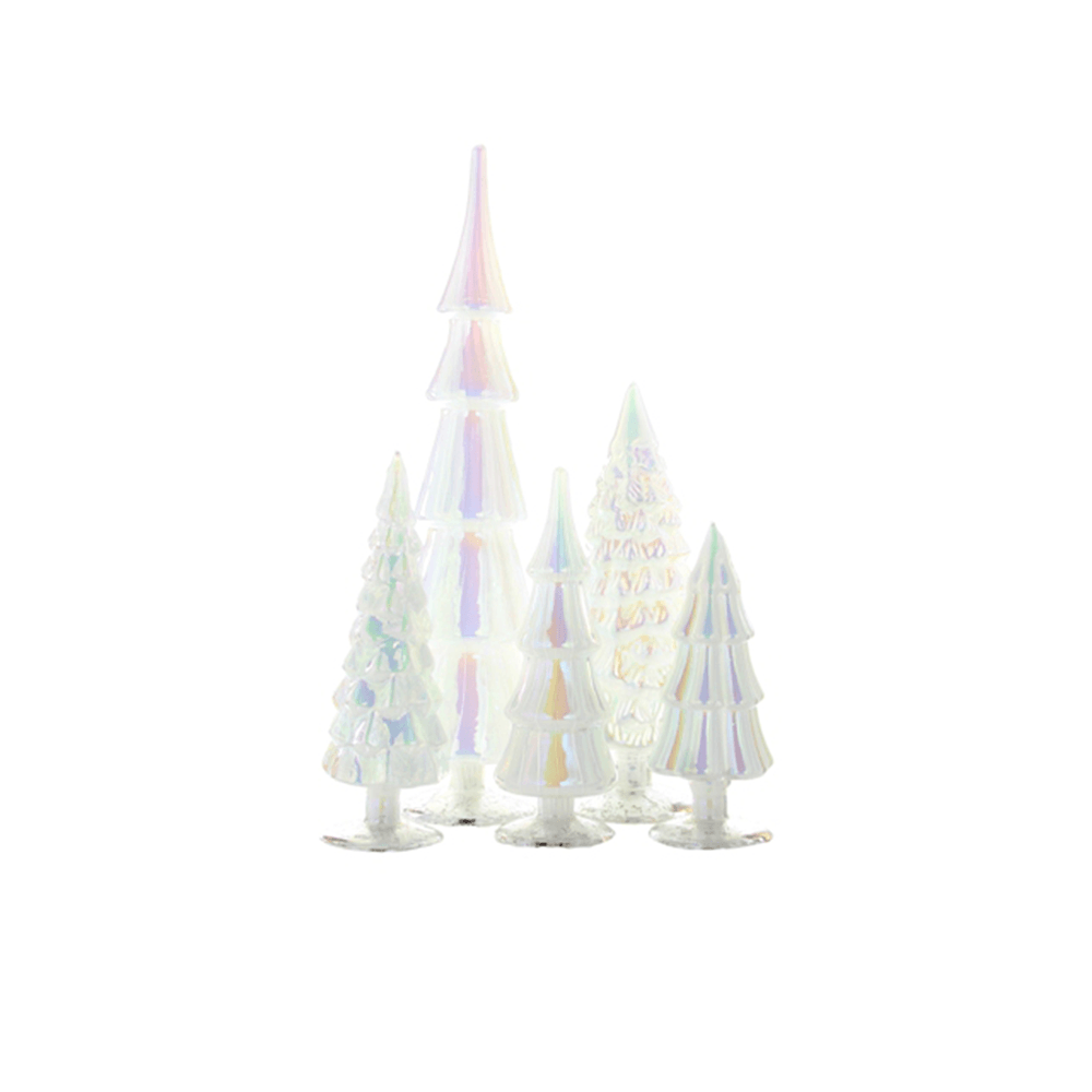 Moonglow Hue Glass Trees - Set of Five, Shopsweetluluss
