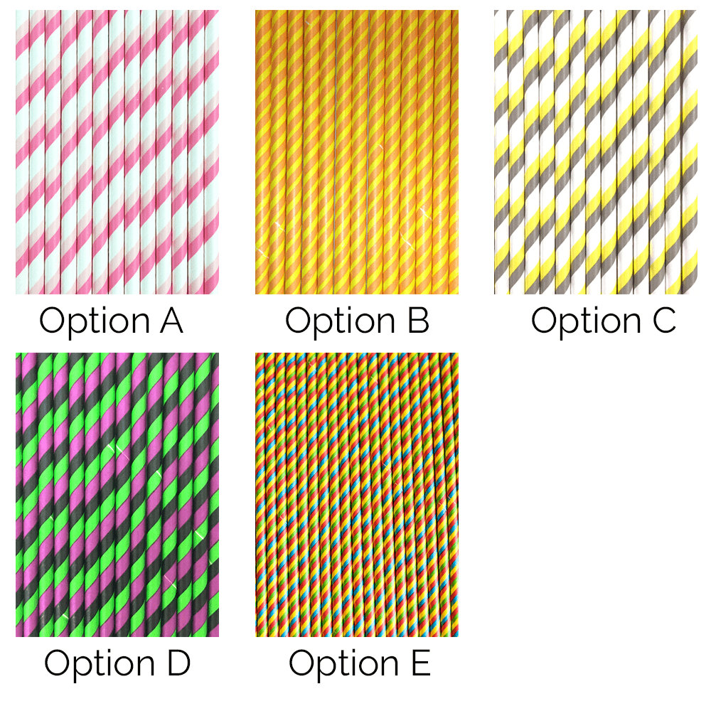 Multi-Colored Striped Paper Straws, 5 Color Options, Shopsweetluluss