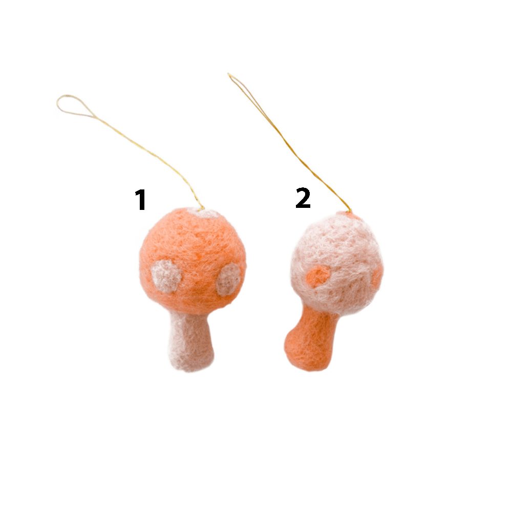 Mushroom Wool Felt Ornament - 2 Color Options, Shopsweetluluss