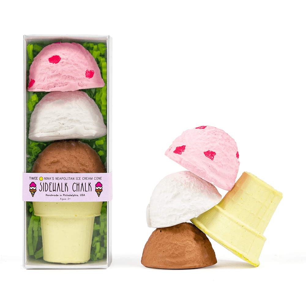 Neapolitan Ice Cream Cone Sidewalk Chalk Set, Shopsweetluluss