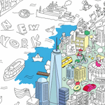 New York Folded Coloring Posters, Shopsweetluluss