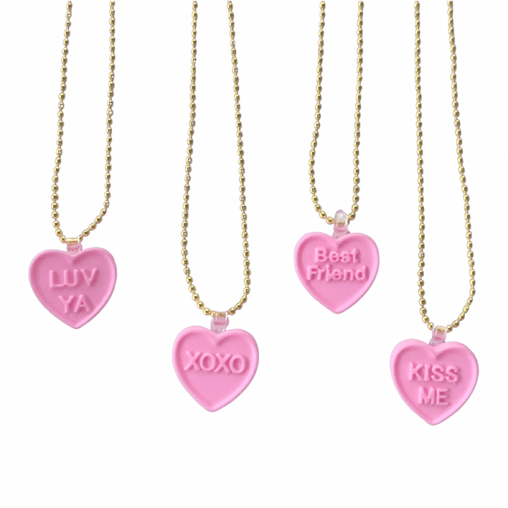 Pink Candy Heart Necklace - 4 Style Options, Shopsweetluluss