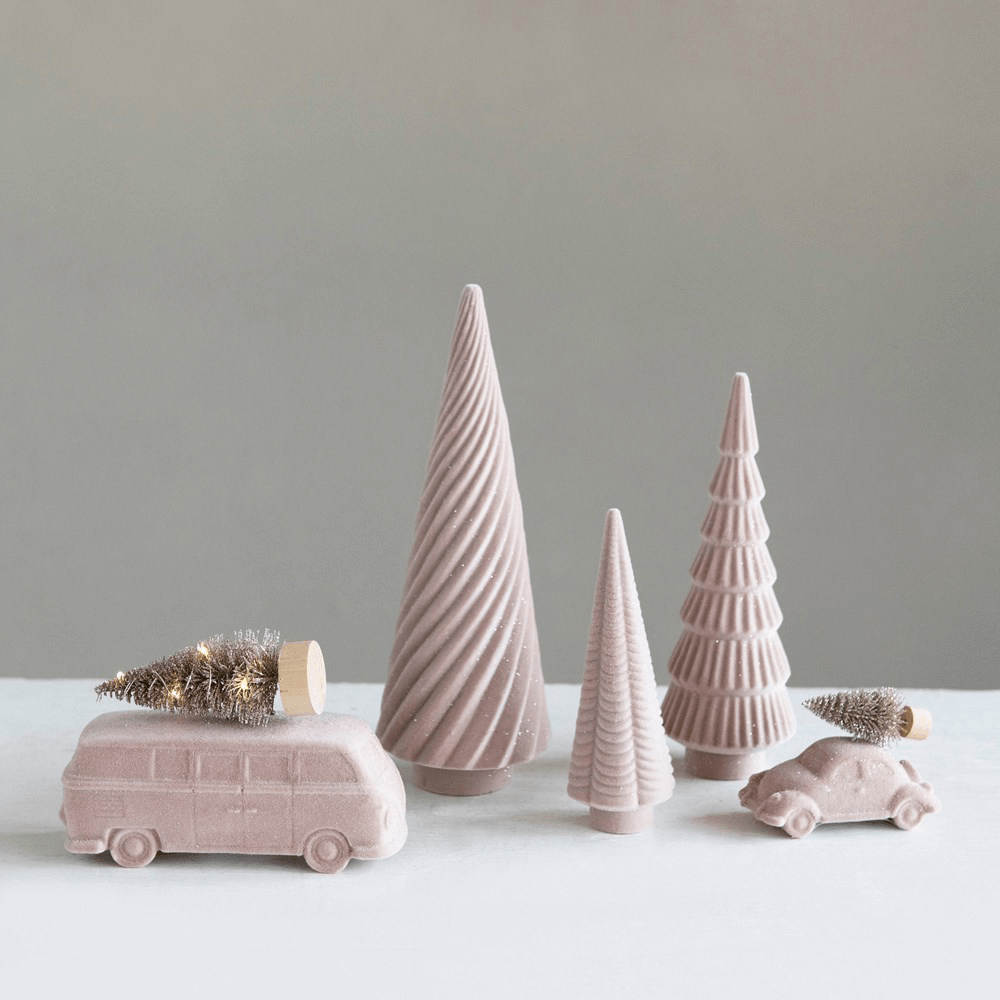 Pink Flocked Resin Tree - 9.5", Shopsweetluluss