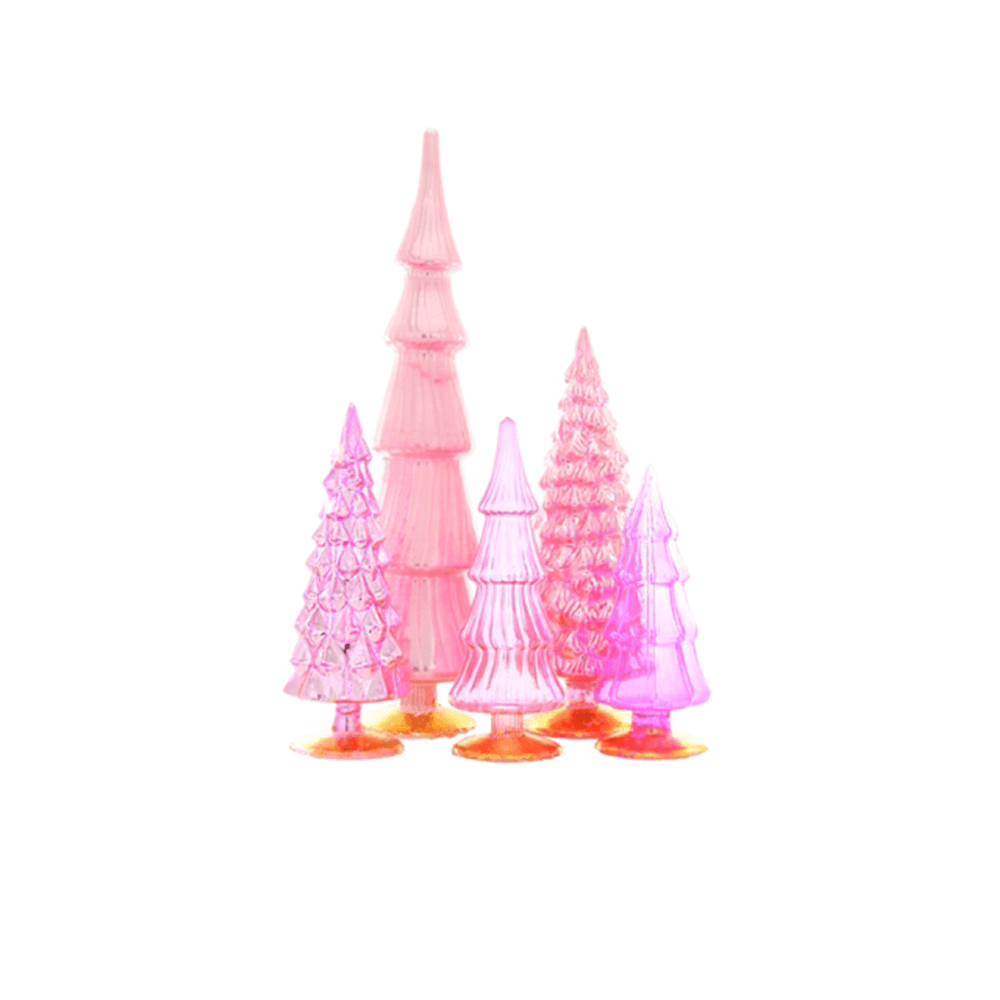 Pink Hue Glass Trees - Set of Five, Shopsweetluluss