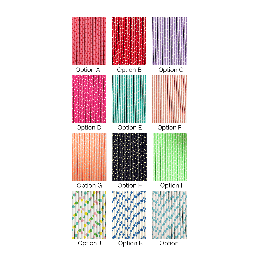 Polka Dot Paper Straws, 12 Color Options, Shopsweetluluss