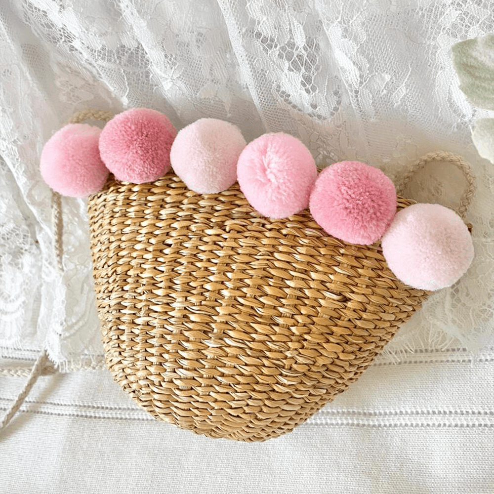 Pom Pom Crossbody Bag - Dusty Pink, Shopsweetluluss