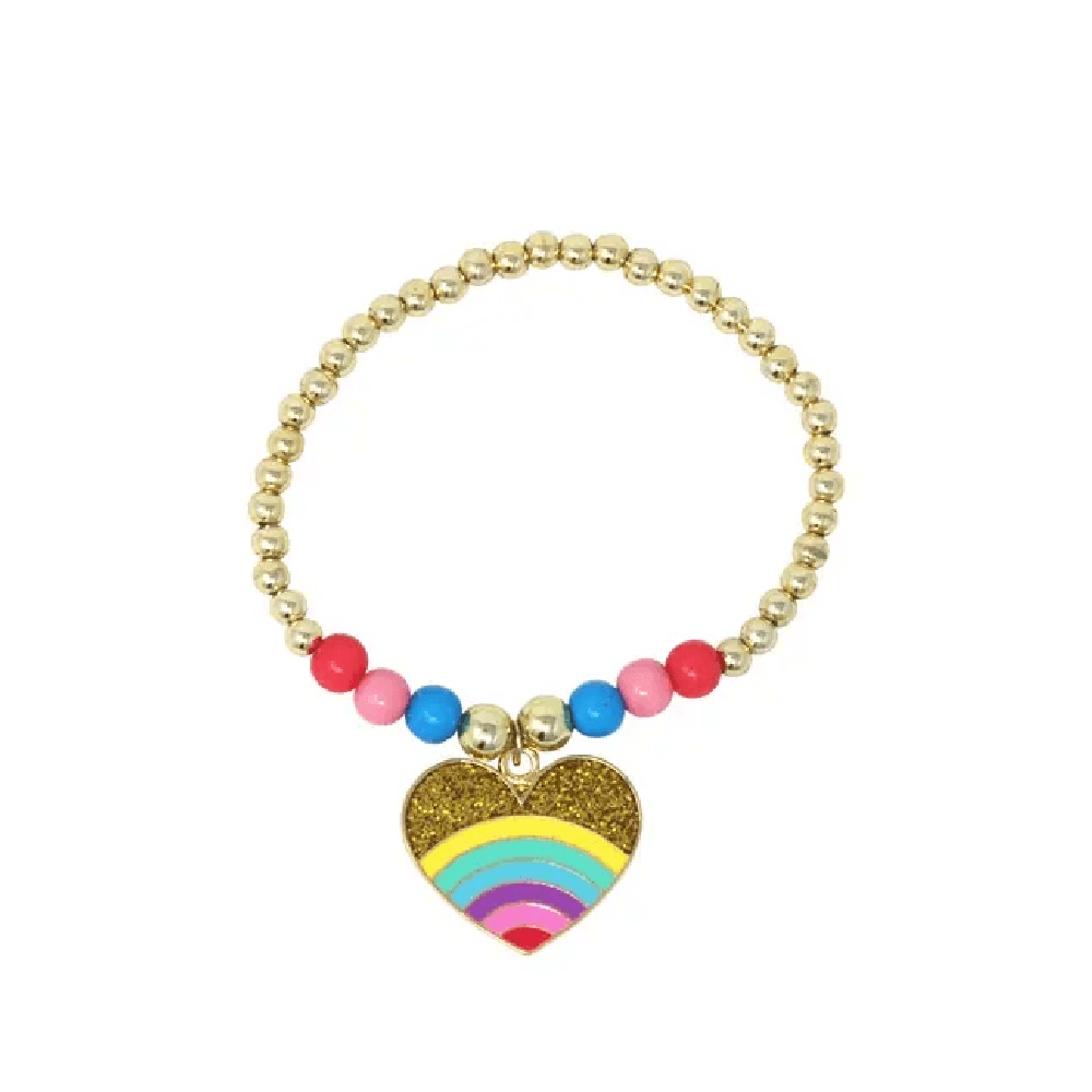 Rainbow Heart Beaded Bracelet, Shopsweetluluss