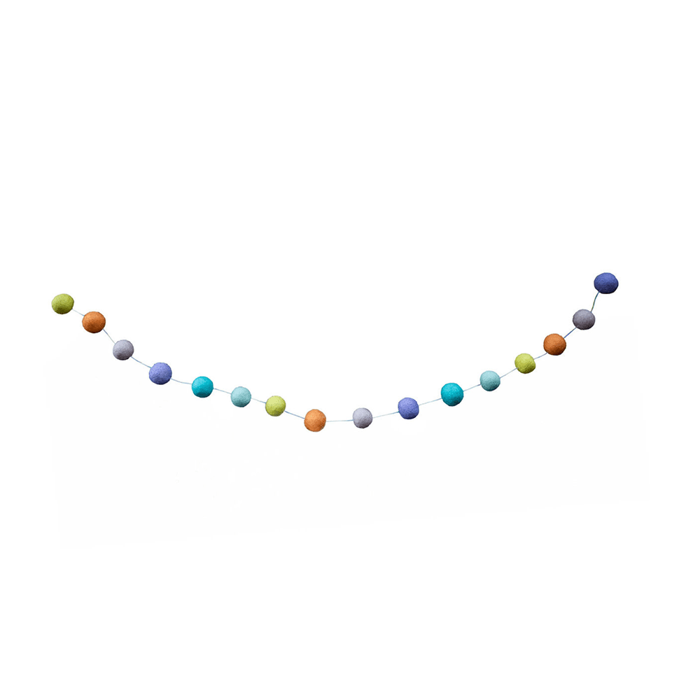 Rainbow Pom Pom Wool Felt Garland, Shopsweetluluss