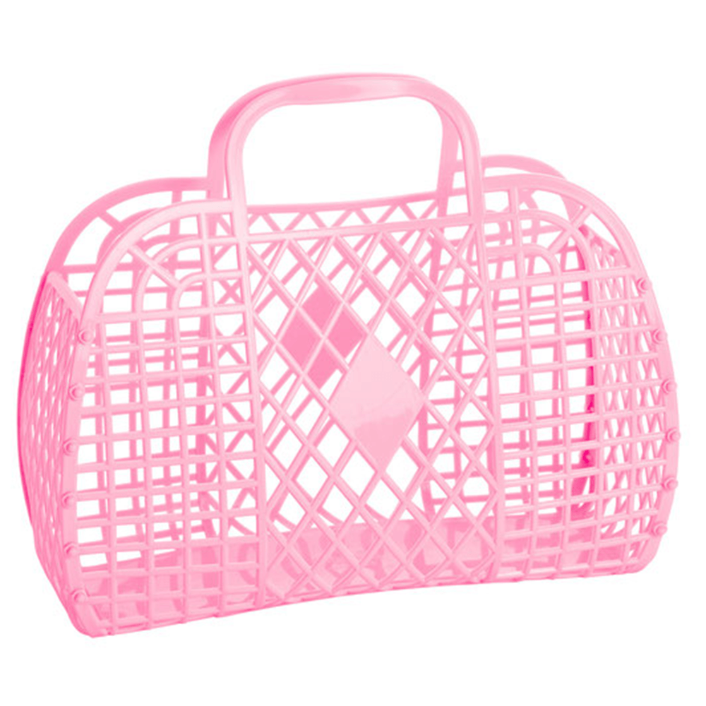 Retro Basket Jelly Bag, Bubble Gum Pink, Shopsweetluluss