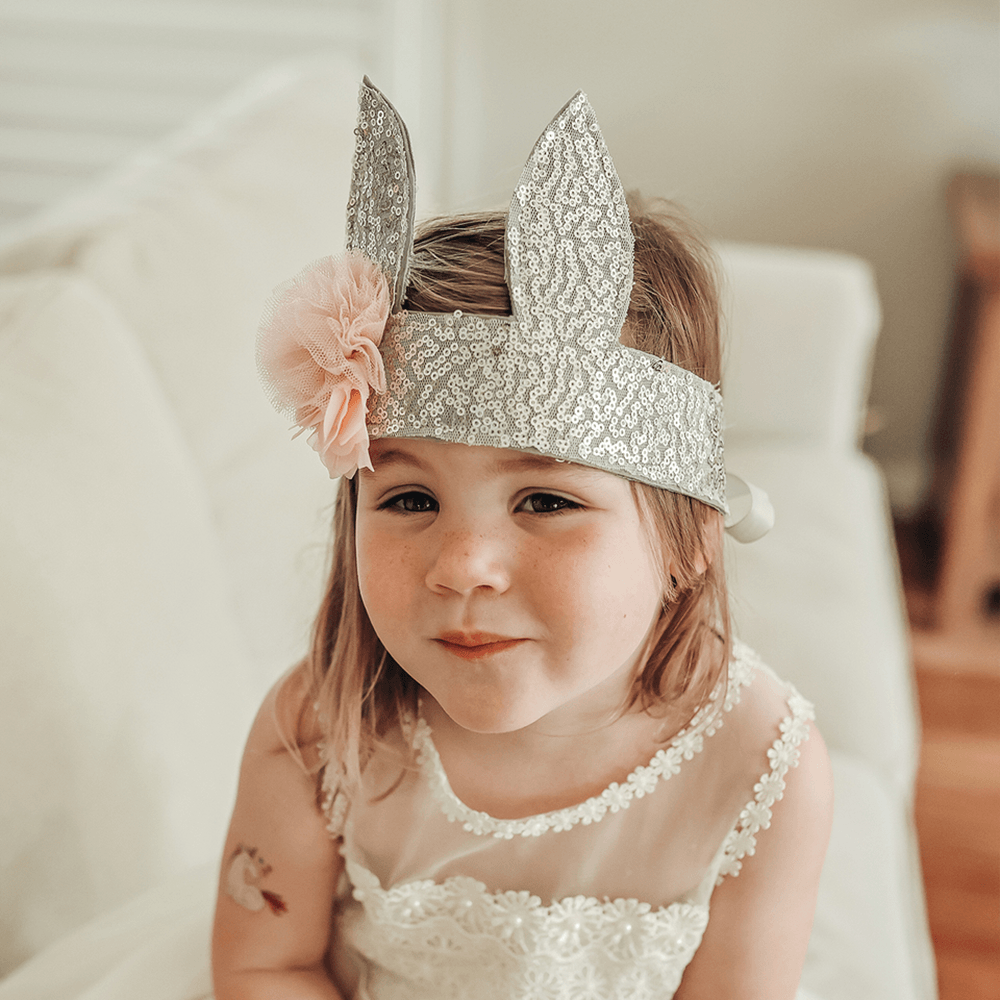 Sequin Bunny Crown - Silver, Shopsweetluluss, Shopsweetluluss
