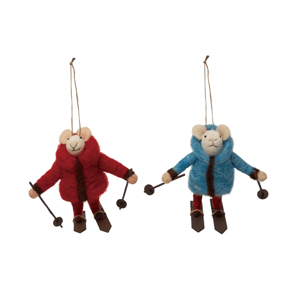 Skiing Mouse Ornament - 2 Color Options, Shopsweetluluss