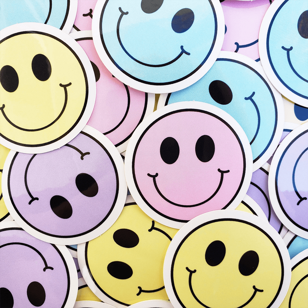 Smiley Face Sticker - Pink, Shopsweetluluss