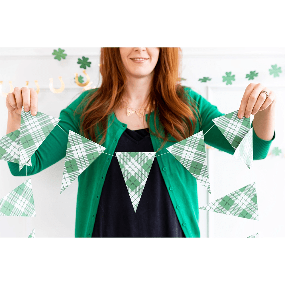 St Patrick's Day Plaid Pennant Banner, Shopsweetluluss