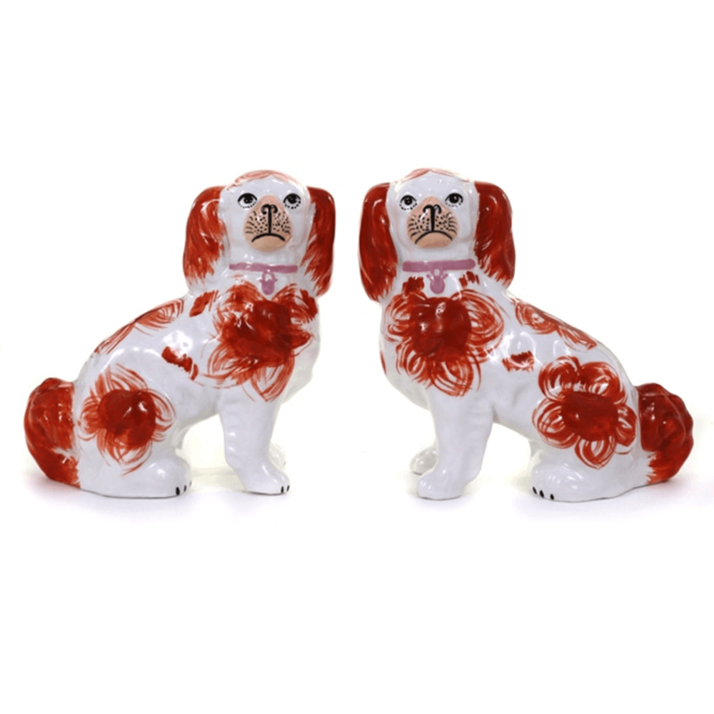 Staffordshire Dog Figurine Set - Red, Shopsweetluluss