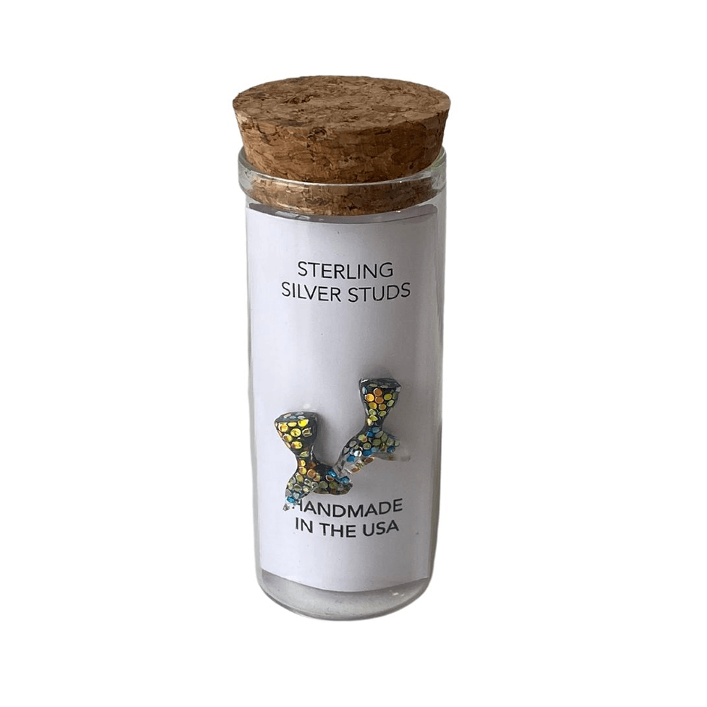 Stud Earrings in a Bottle - Blue Mermaid, Shopsweetluluss
