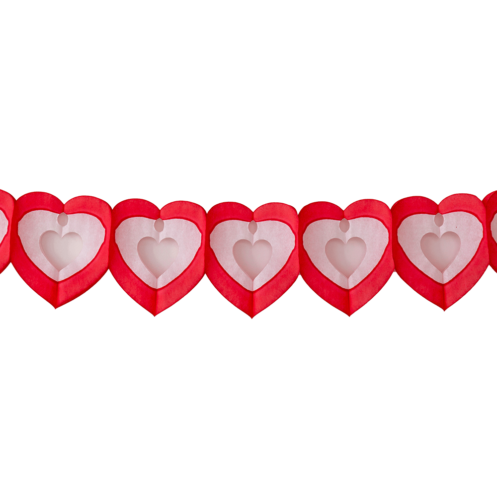  Tissue Heart Garland - Red & White, Shopsweetluluss