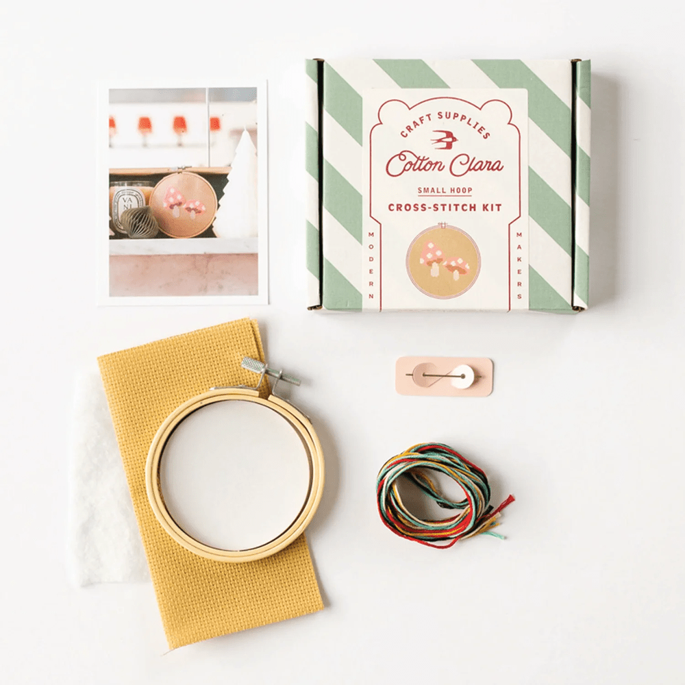 Toadstool Christmas DIY Cross Stitch Kit, Shopsweetluluss