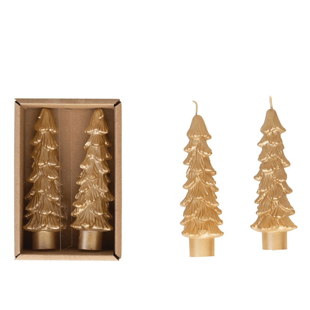Tree Shaped Taper Candles - Gold, Shopsweetluluss