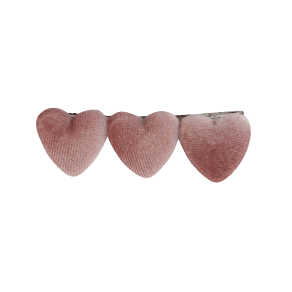 Triple Heart Velvet Clip - Light Pink, Shopsweetluluss
