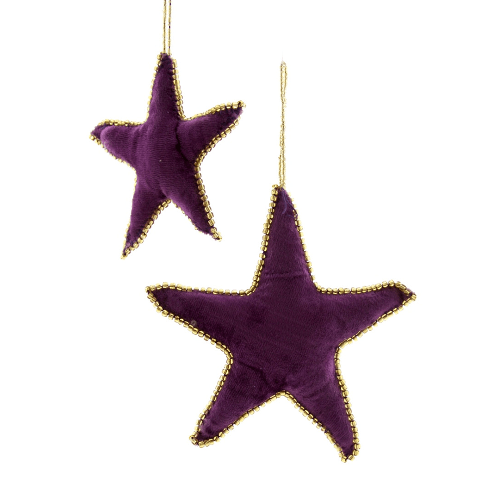 Velvet Purple Star Ornament Set, Shopsweetluluss